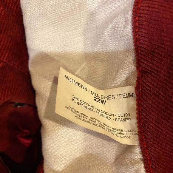 Gloria Vanderbilt Womens Red Corduroy Pants Stretch Bootcut Jean 22 NWT - Picture 6 of 8